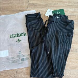 HALARA High Waisted Drawstring Striped Yoga Leggings with Pockets